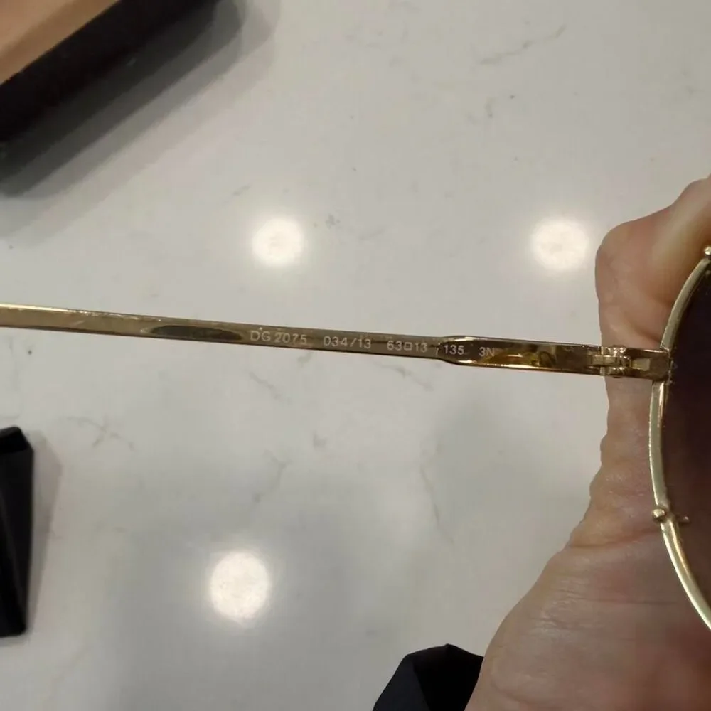 Dolce & Gabbana Vintage Brown and Gold Aviator Sunglasses #41385